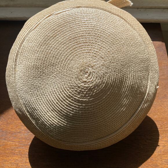 Vintage Jack McConnell White Straw Millinery Hat Bow Rhinestone main image 4